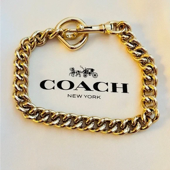 💰SOLD💰Coach Gold Wallet Strap/ Swag Bag Charm/ Keychain/ Bracelet - Picture 2 of 8